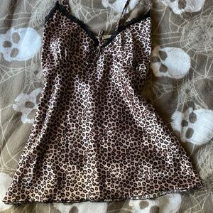 Zara Leopard Print Chemise with Black Lace Trim